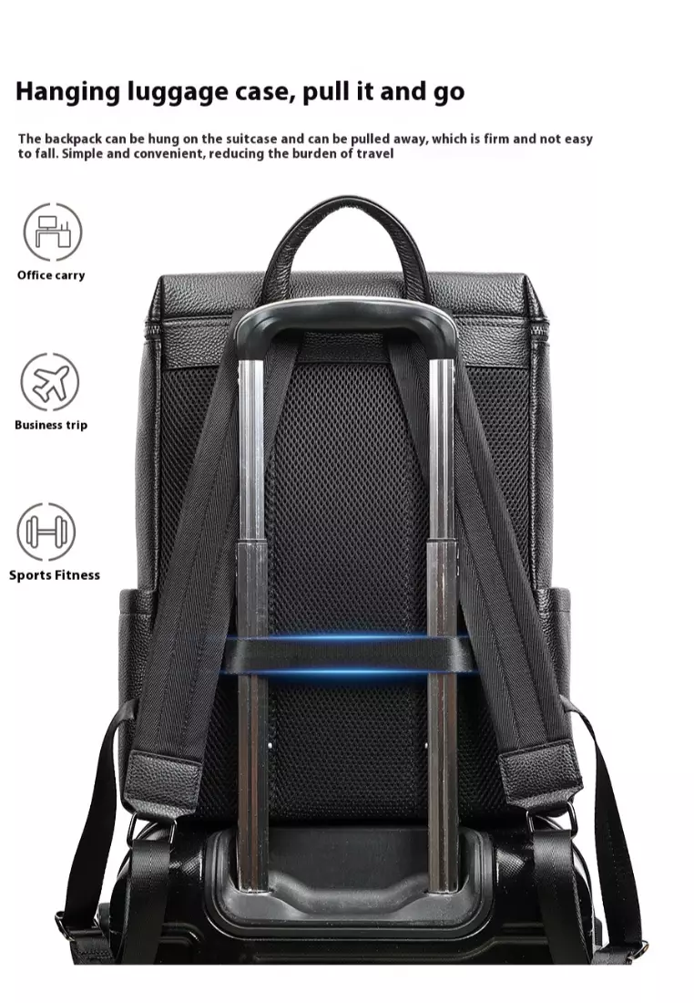 Buy SOEOES Backpack Men's Genuine Leather Backpack First Layer