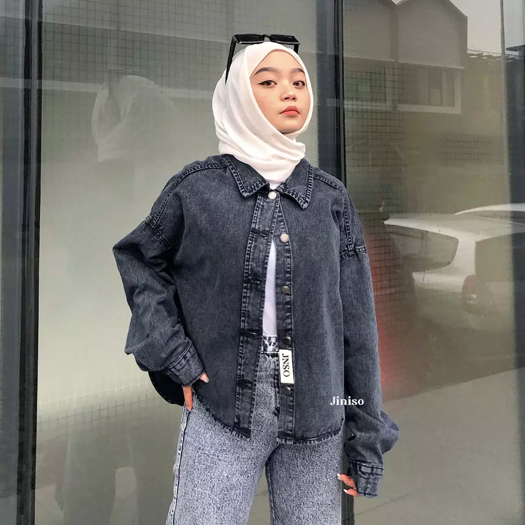 Jaket Crop Jeans Oversize Belle Basic Black Acid