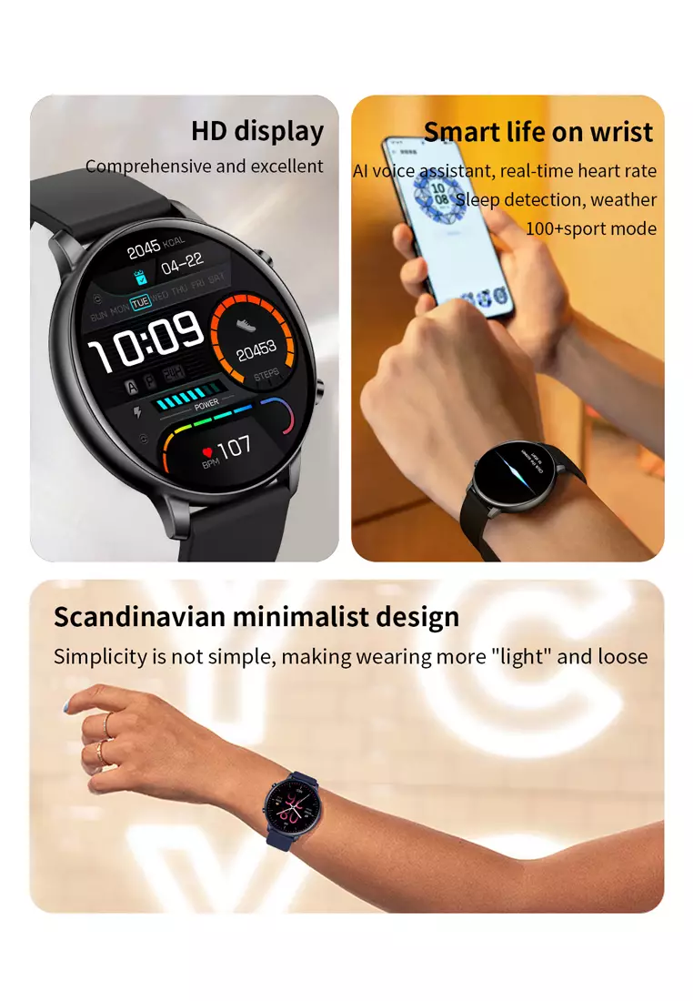 SmartWatch G28 Bluetooth Call Jam Pintar 24H Temperature Monitoring Sport Fitness Touch Screen hitam