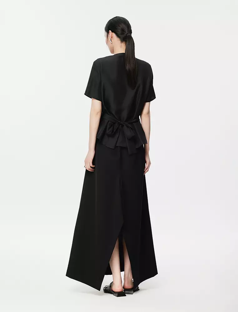 V領扭結短袖襯衣