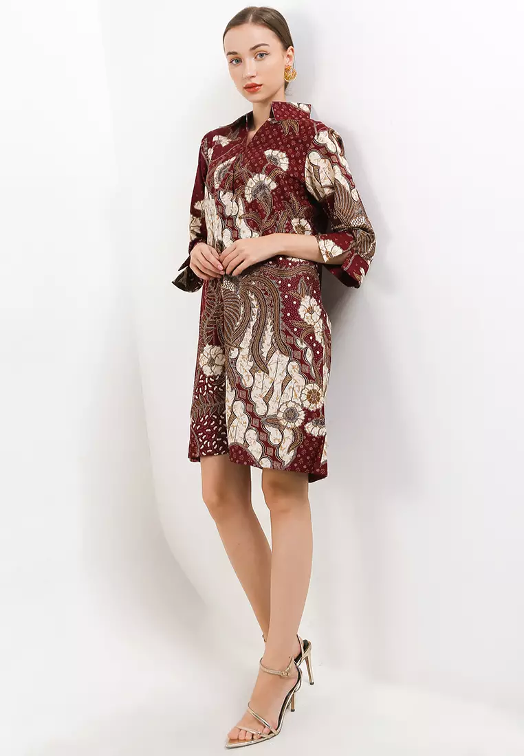 Valencia Dress Batik Wanita Katun Lengan Panjang 7/8