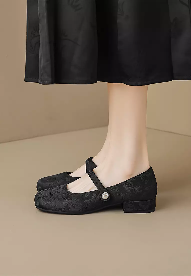 Buy Twenty Eight Shoes 2.5CM Pearl Strap Satin Mary Jane Shoes
