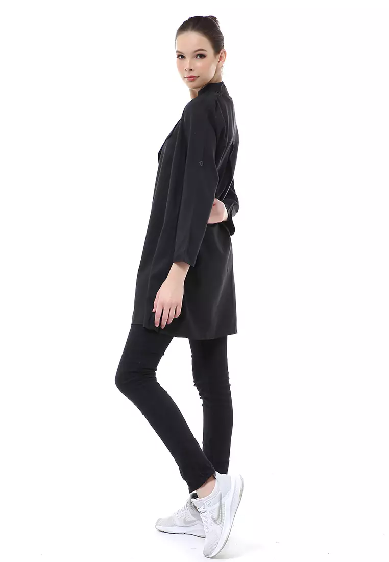 Myra Outerwear Wanita Blazer Lengan Panjang Plain Motive Material Cotton ORIGINAL - Black
