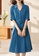 OUNIXUE blue Temperament Ol Solid Color Waist Dress (With Belt) F0339AA11010F6GS_3