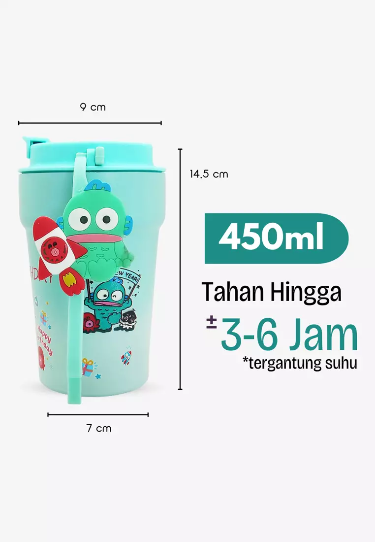 Wakakids Botol Minum Termos Stainless Steel Tumbler Cup Karakter Sanrio Cinnamoroll Biru dengan Gantungan Lucu K2356 500ml Venrc