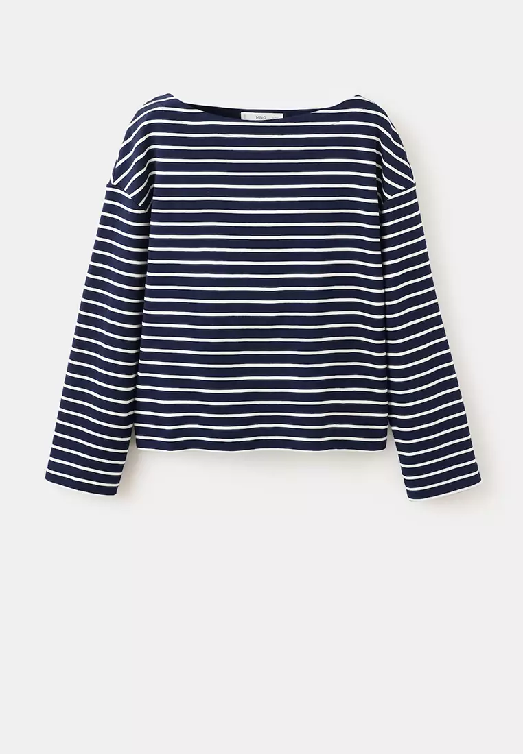 Striped Boat Neck Sweatshirt