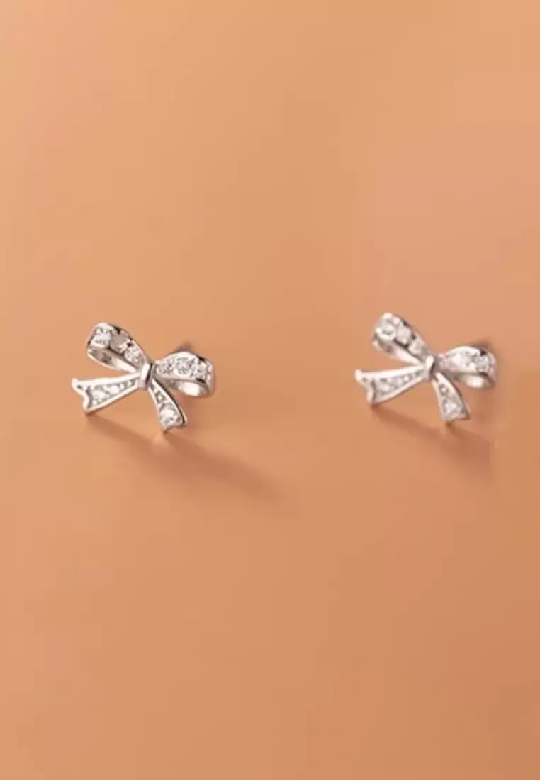 925 Silver Zircon Ribbon Earrings JW AR-G9808