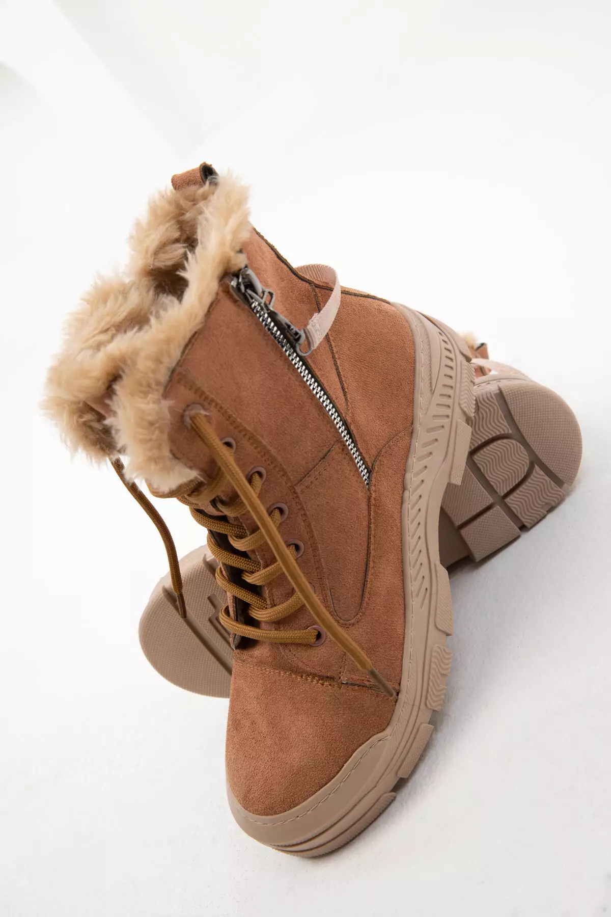 Tan Suede Women's Boots - 20007 Model Bootie