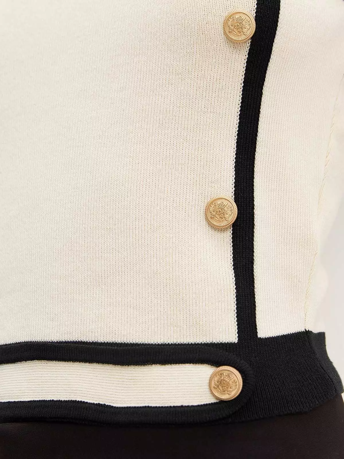 Contrast Trim Knitted Tank Top - Cream