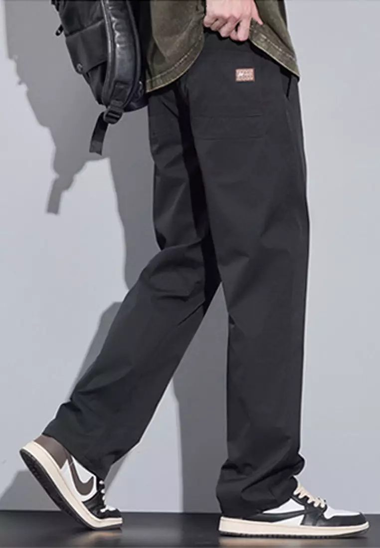 抽繩休閒寬腿長褲