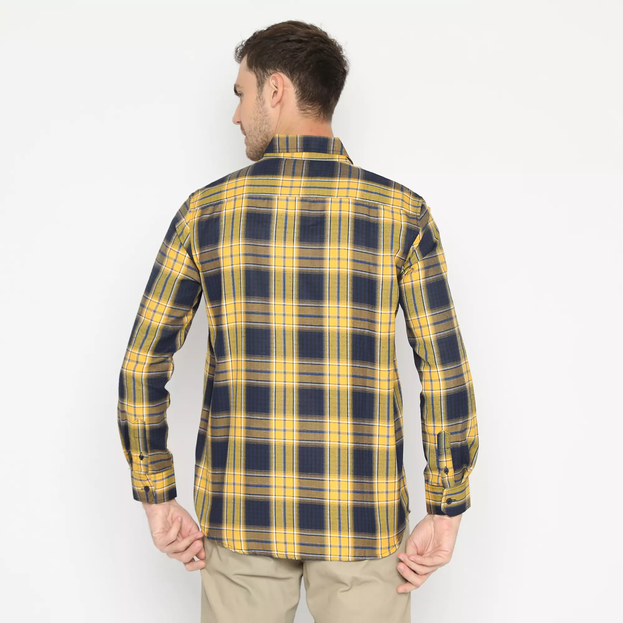 Platini Kemeja Kotak Pria Lengan Panjang Kuning 76275