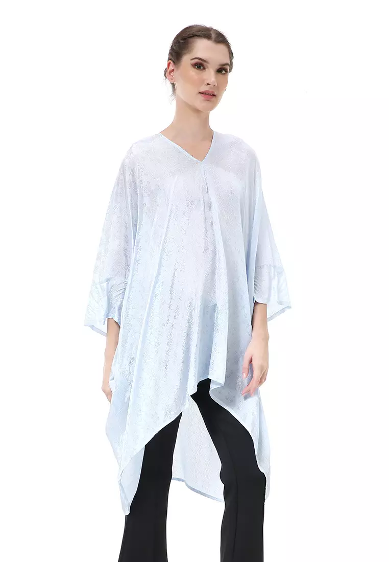 Albertine Tunik Blouse Atasan Kebaya Wanita Simple Design Material Viscose ORIGINAL - Baby Blue