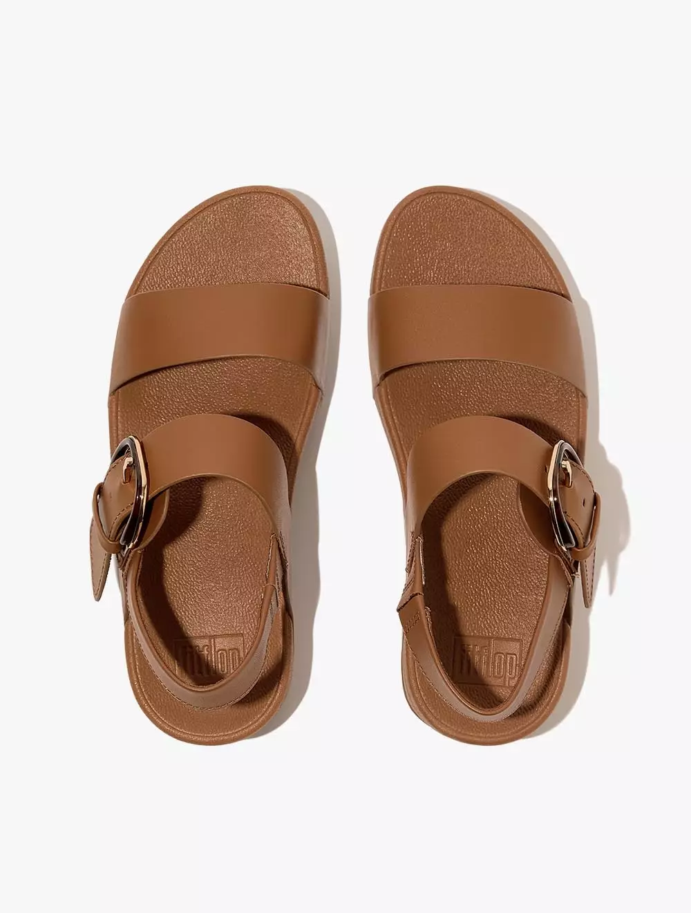 Fitflop Lulu Resin-Buckle Leather Back-Strap SandalsDeep Tan