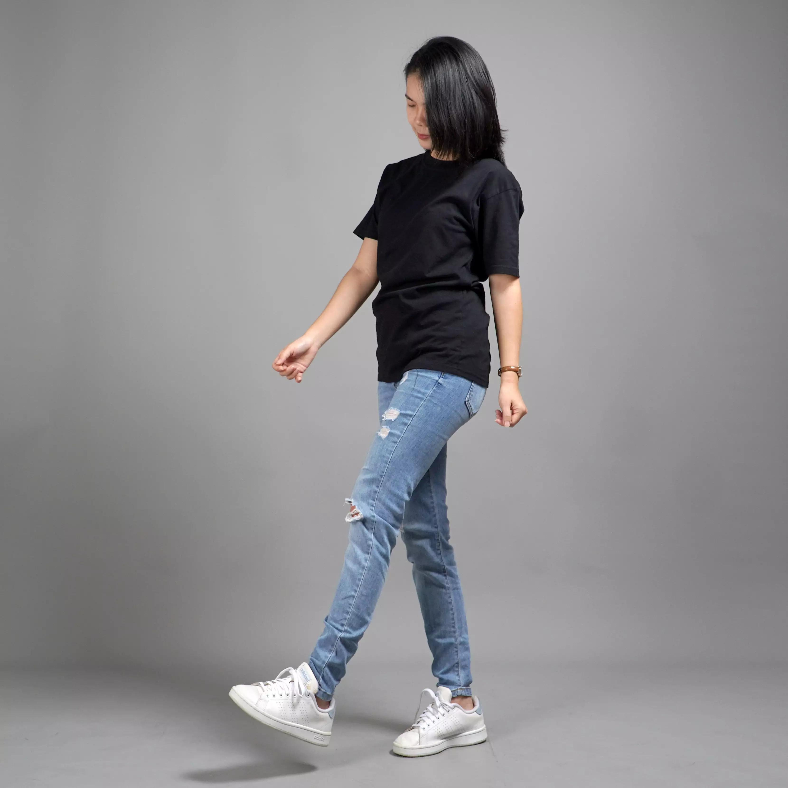 UNILO Size S-BIG Kaos Polos Wanita Basic TShirt Cotton - Hitam