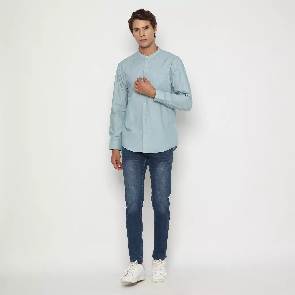 Platini Kemeja Koko Pria Lengan Panjang Katun Hijau 961274