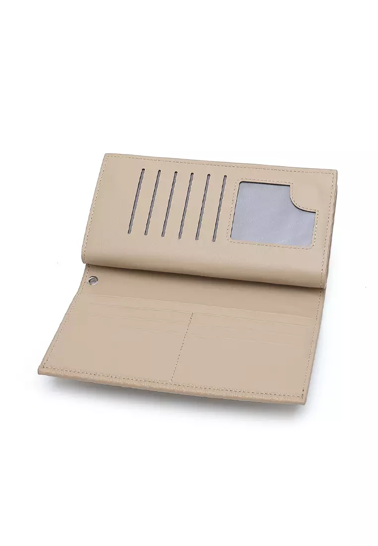Women's Bi Fold Long Wallet / Long Purse - Khaki
