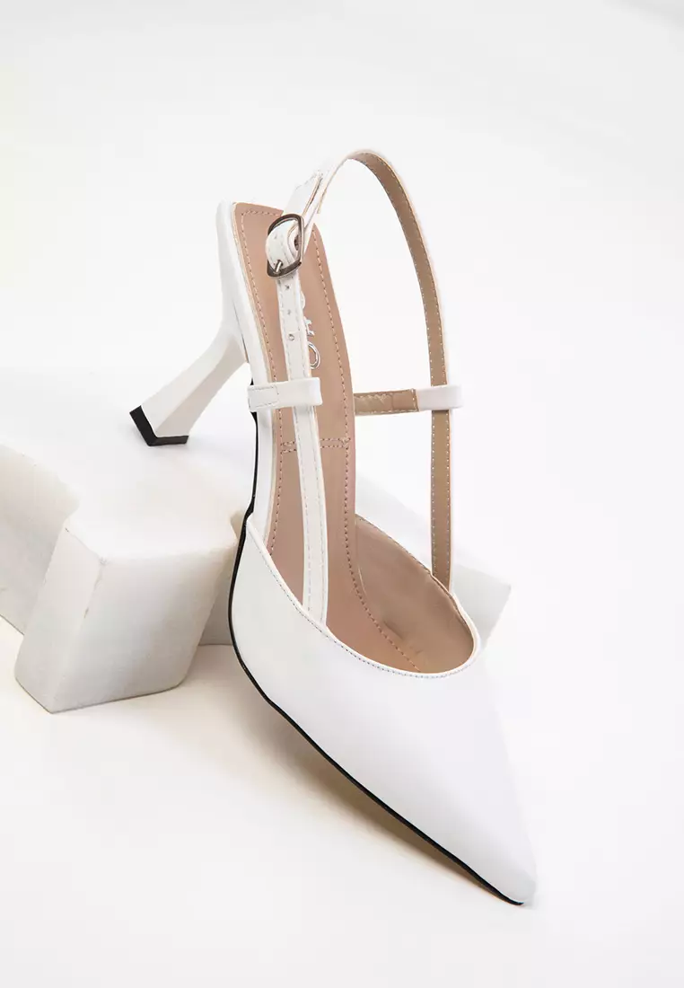 White Women's Classic Heeled Shoes 20256