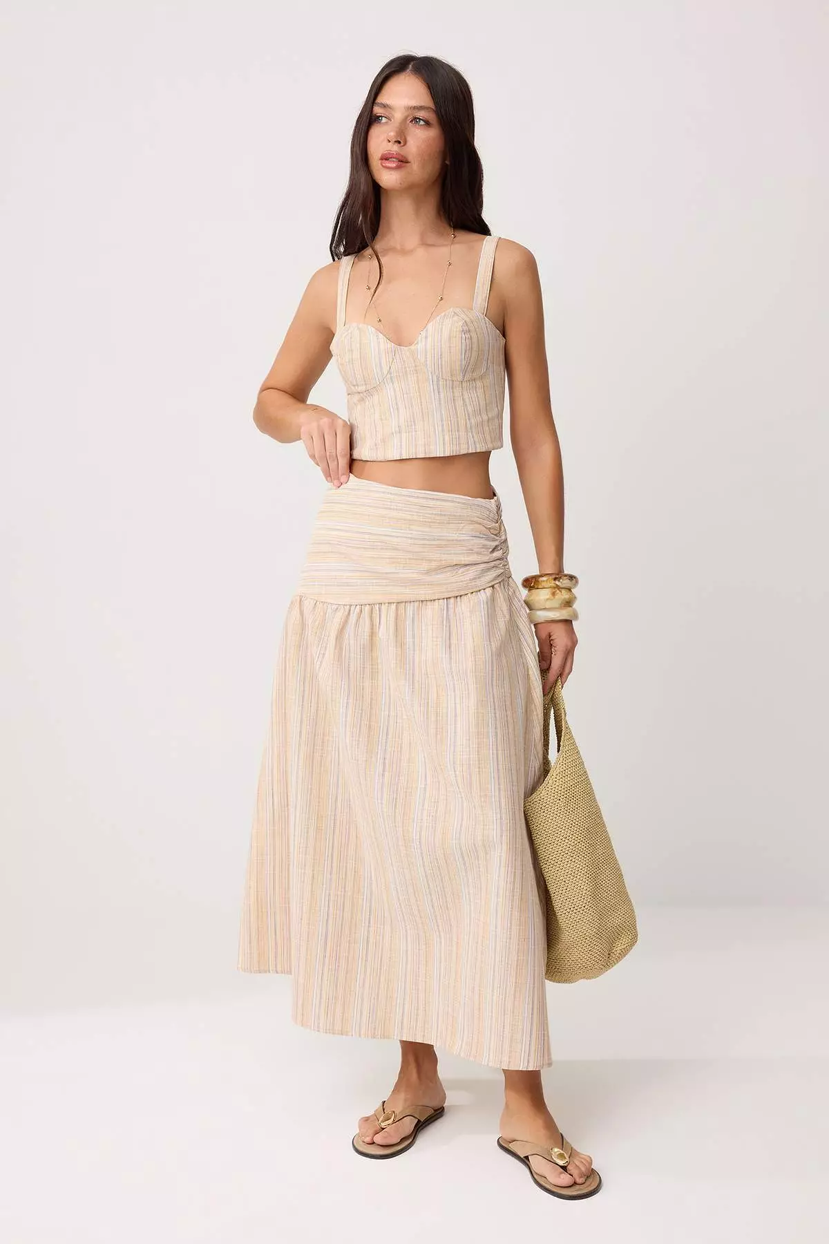 Buy Trendyol Colorful Glittery Striped Blouse Skirt Bottom - Top
