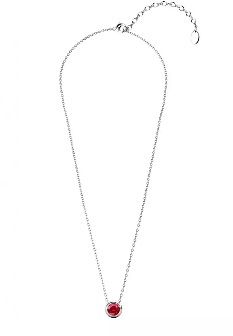 Birth Stone Moon Pendant July Ruby - Kalung Crystal Swarovski by Her Jewellery