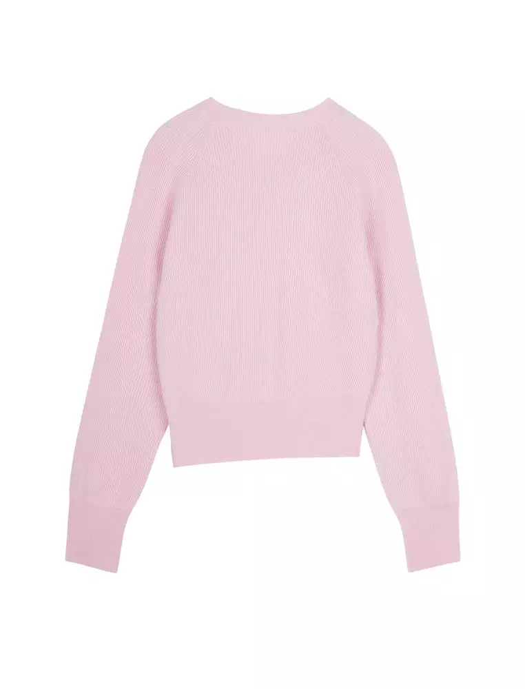 V-Neck Long Sleeve Pullover Cashmere Sweater