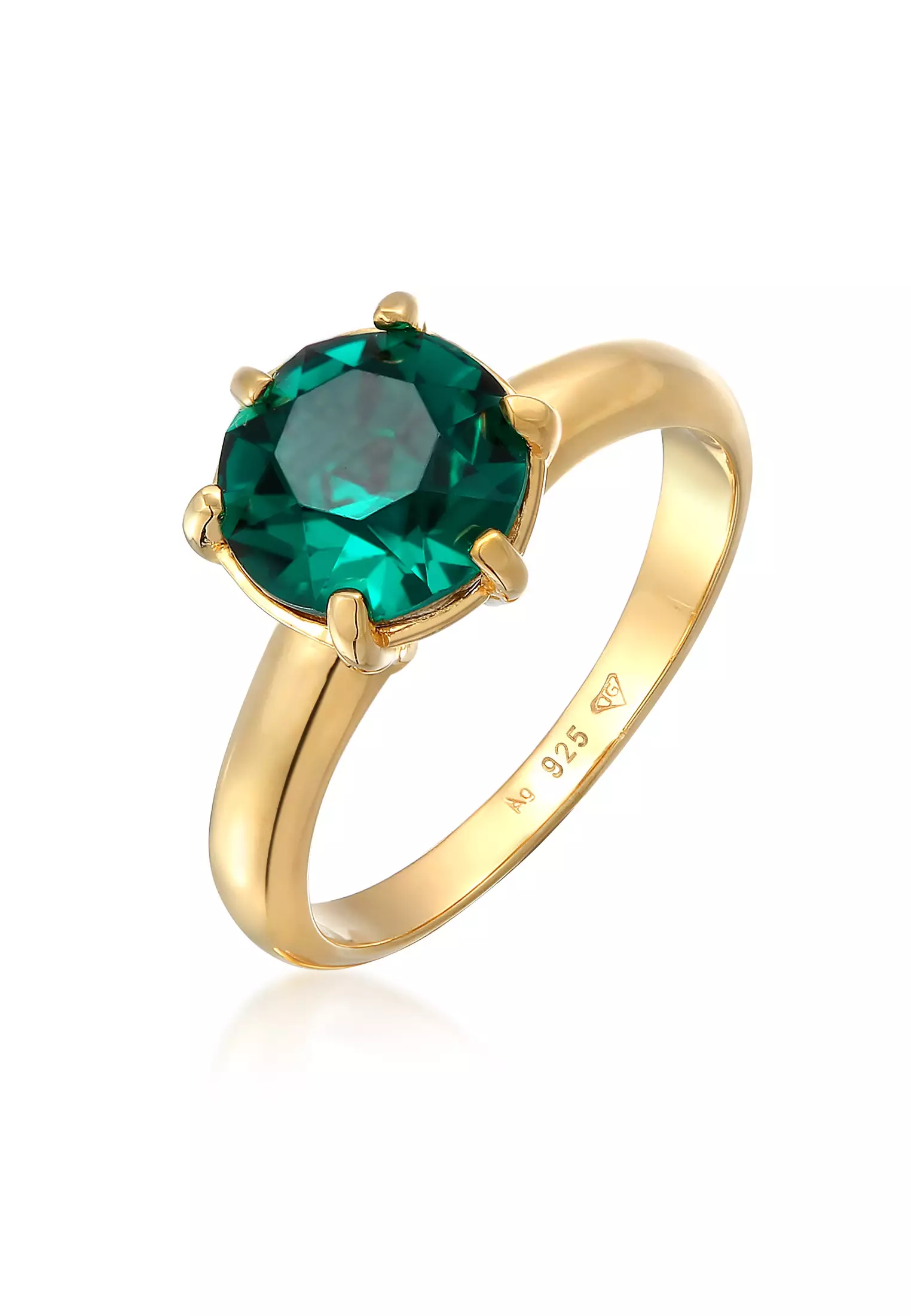 Buy ELLI GERMANY Emerald Swarovski® Crystals Solitaire Ring – Gold ...
