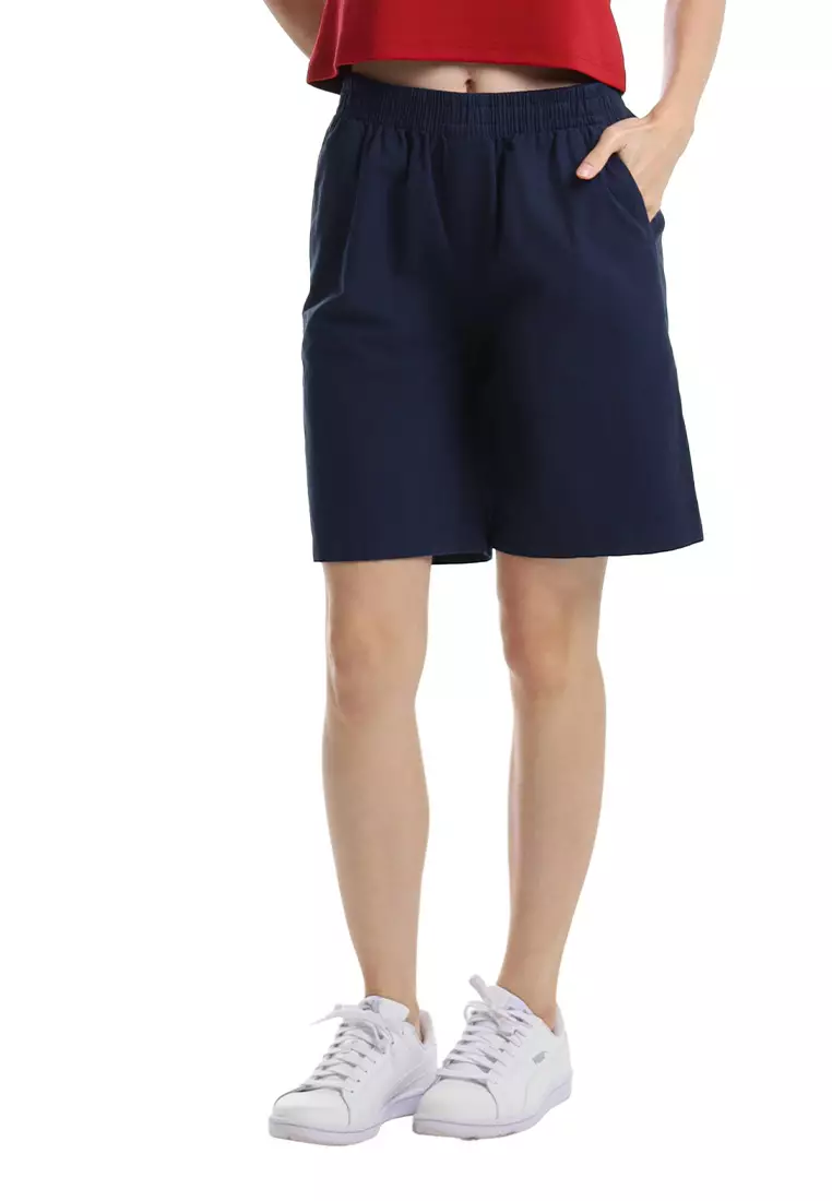 Ladies Elastic Waist Bermuda Shorts - 865116-33Navy