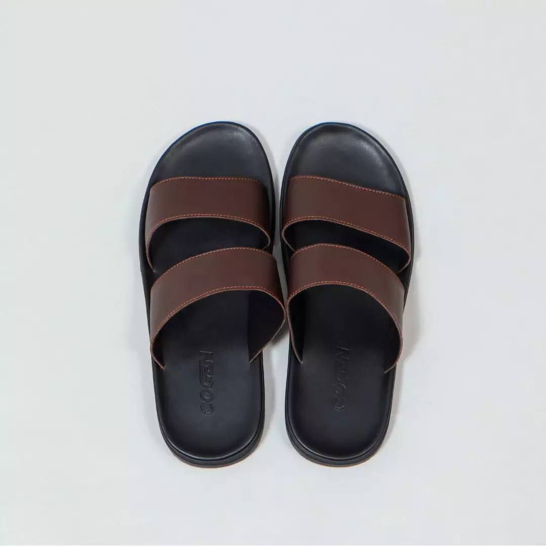 Sandal Pria Kulit Sendal Slop Cogen Classic Brown + Feel Nufort