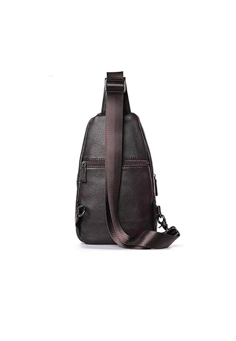 Men's Soft Cow Leather Zipper Belt Bags Chest Bags