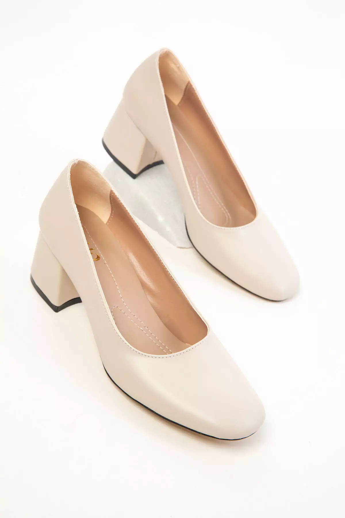 Beige Women'S Classic Heeled Shoes 20808