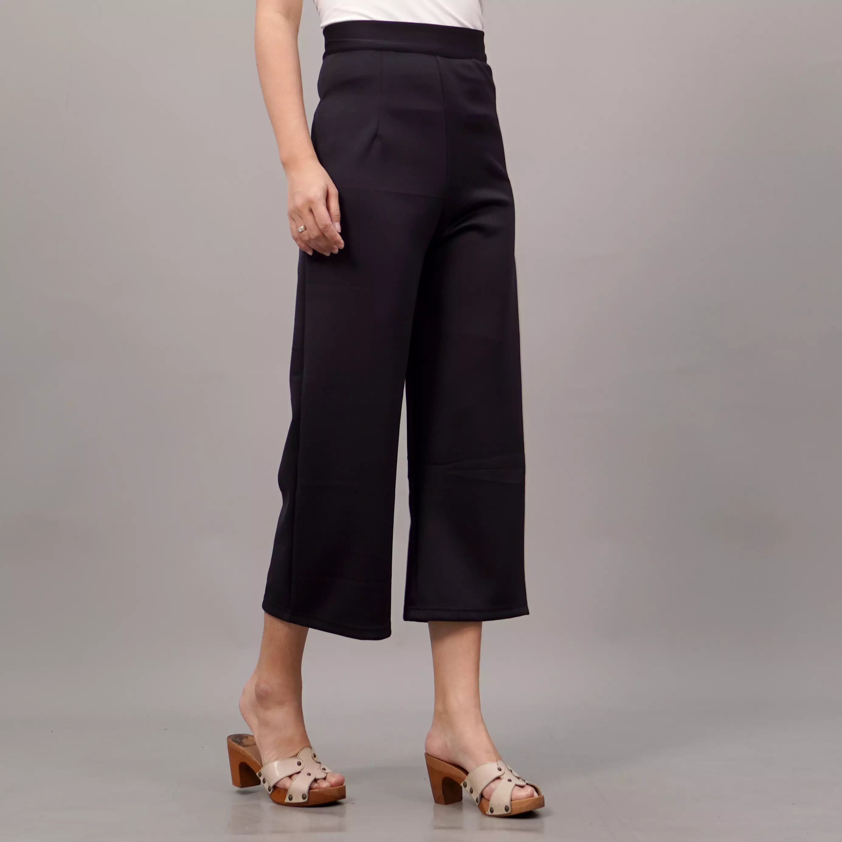  LISA Celana Kulot Hitam Wanita 3/4 Celana Kulot Gaya Korea - HITAM