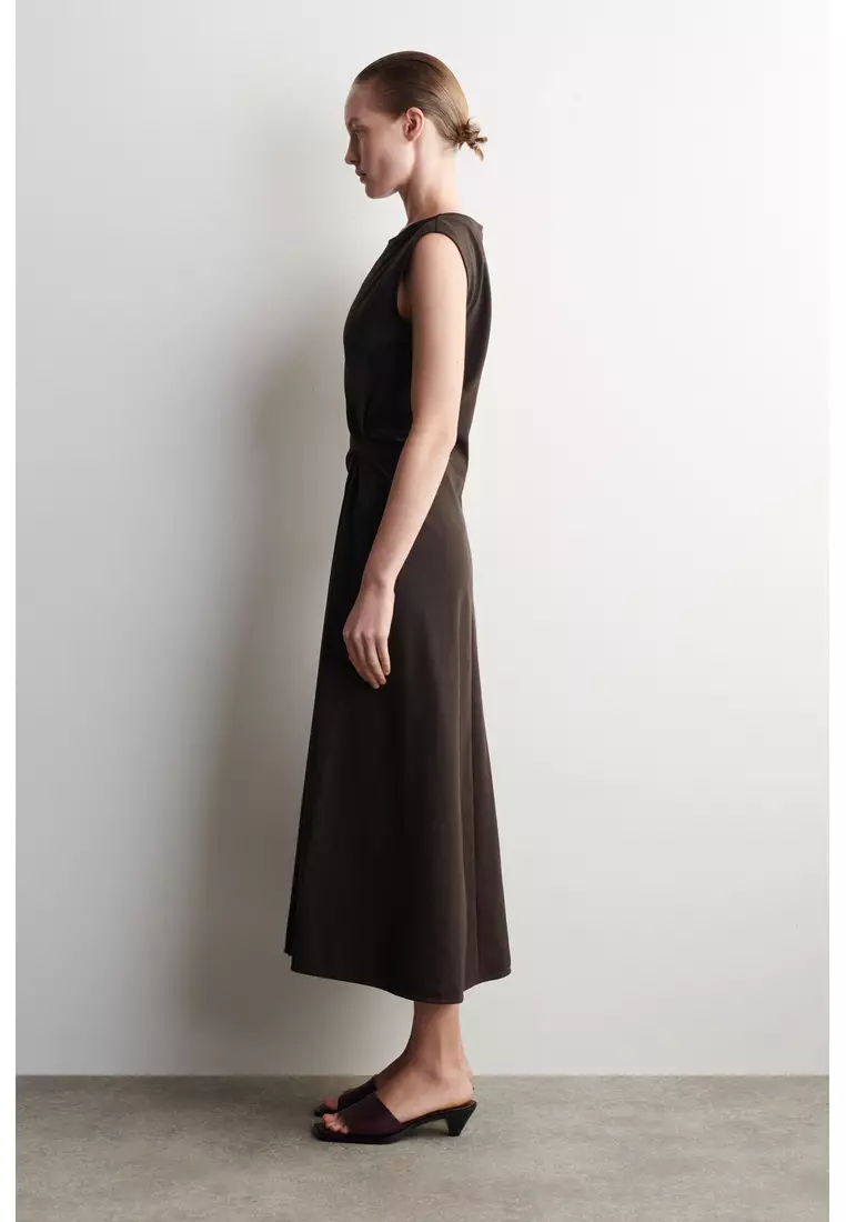 TWIST-DETAIL JERSEY MIDI DRESS