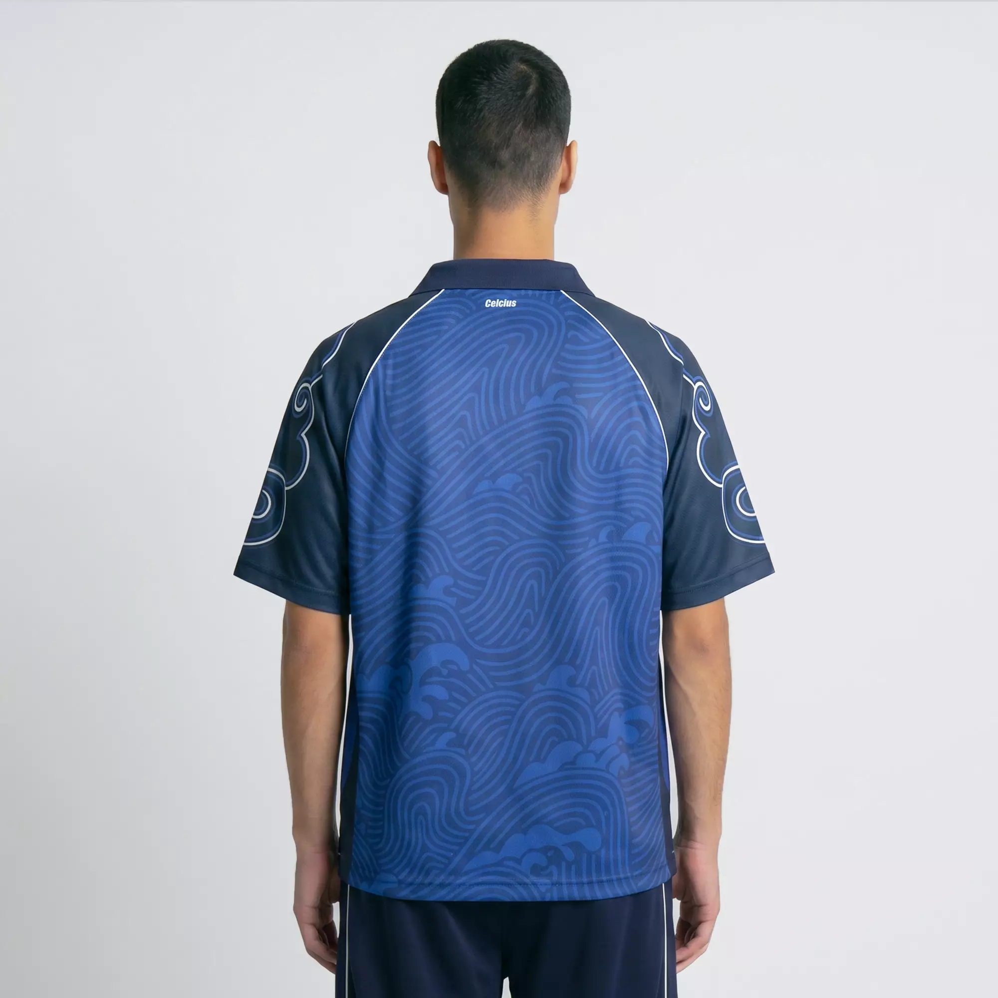 CELCIUS Japan Hokusai Wave Polo Shirt Jersey LIN001634C Biru