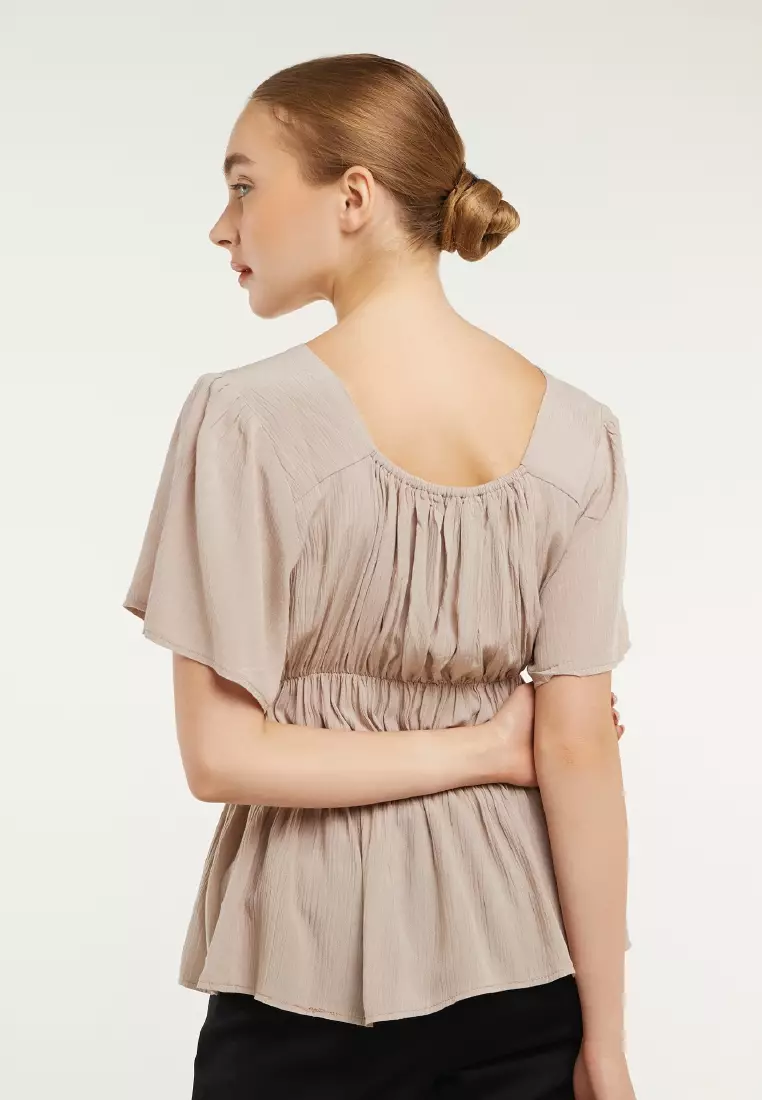 Mayonette Elois Top - Baju Atasan Wanita Terbaru Blouse Korean Style - Mocca