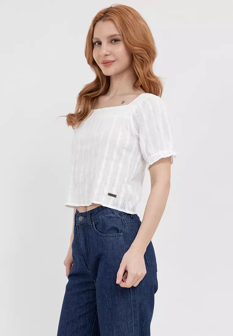Ladies Neck Puff Sleeve Top