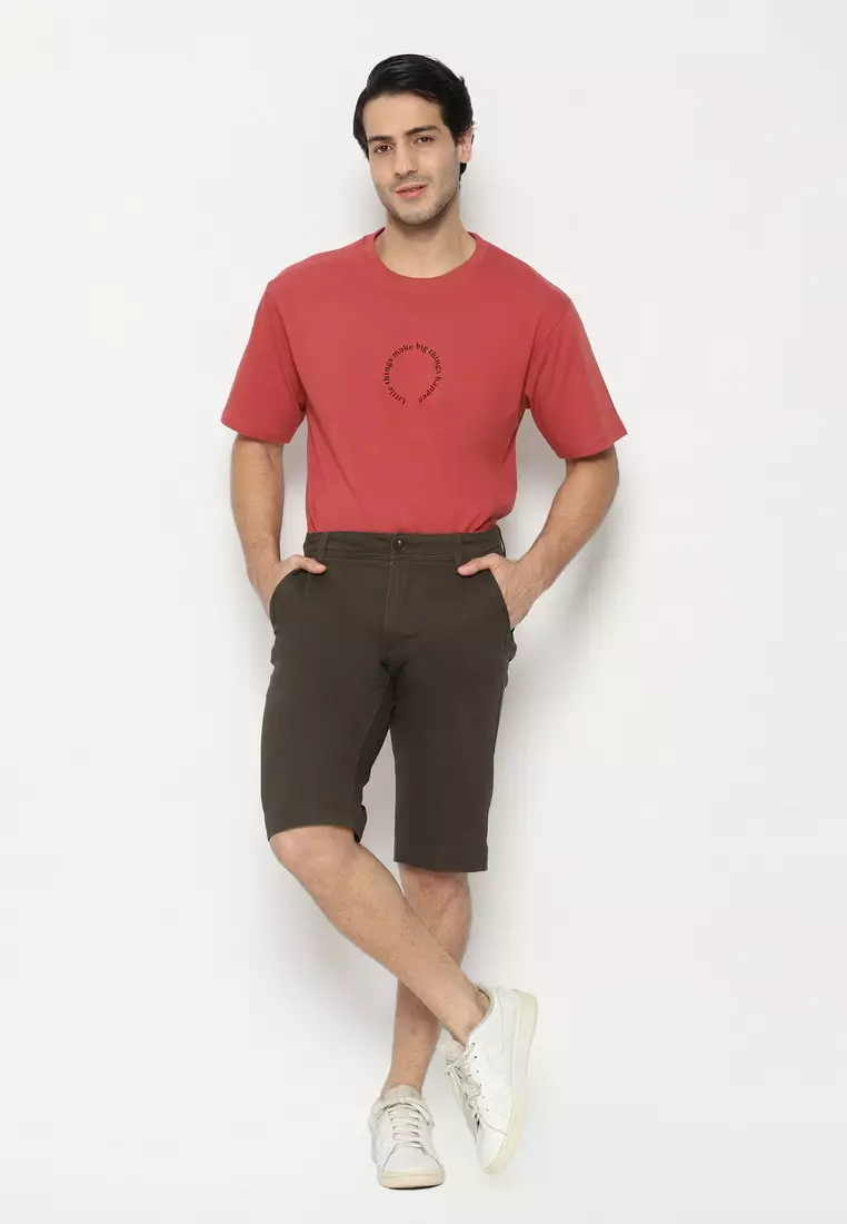 POLICE Celana Chino Pendek Cotton Premium Regular Fit Pria