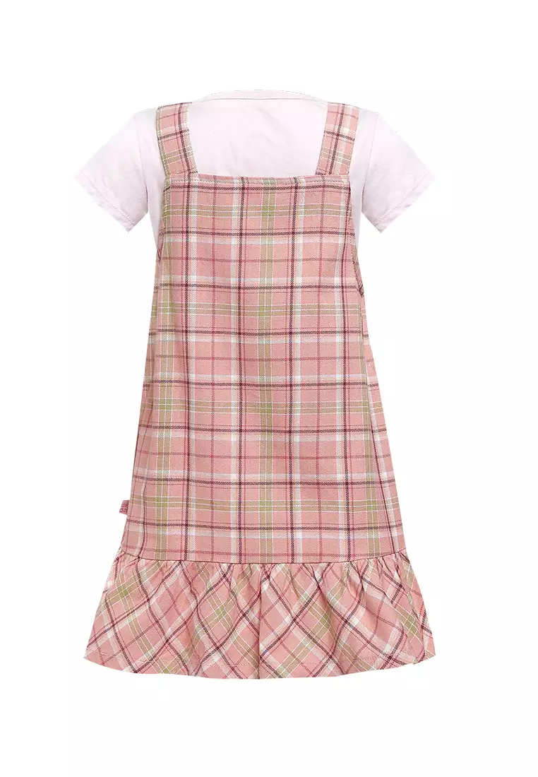Qna Girl Mahdyah Overall Dress Midi Anak Salem Motif Kotak