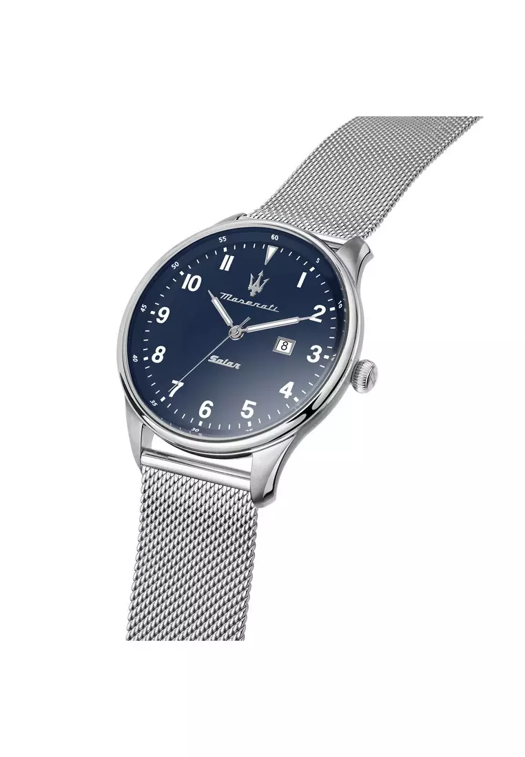 【2 Years Warranty】Maserati Tradizione Solar 45mm Blue Matt Dial Men's Solar Watch R8851146002