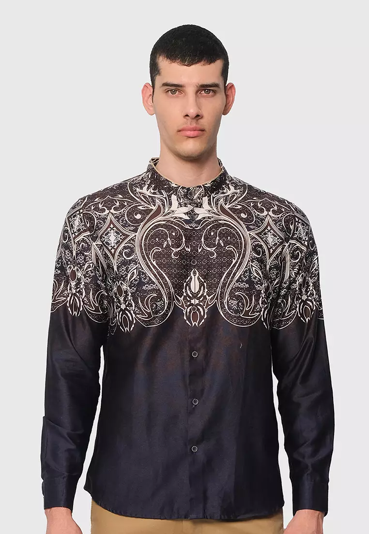 MOC Kemeja Batik Shanghai Lengan Panjang Pria SORLEY-NAVY