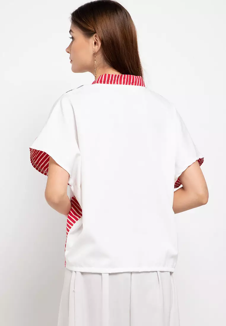 Blouse Batik Wanita - Bhatara Batik Rosalind - Atasan Batik Modern Lengan Pendek