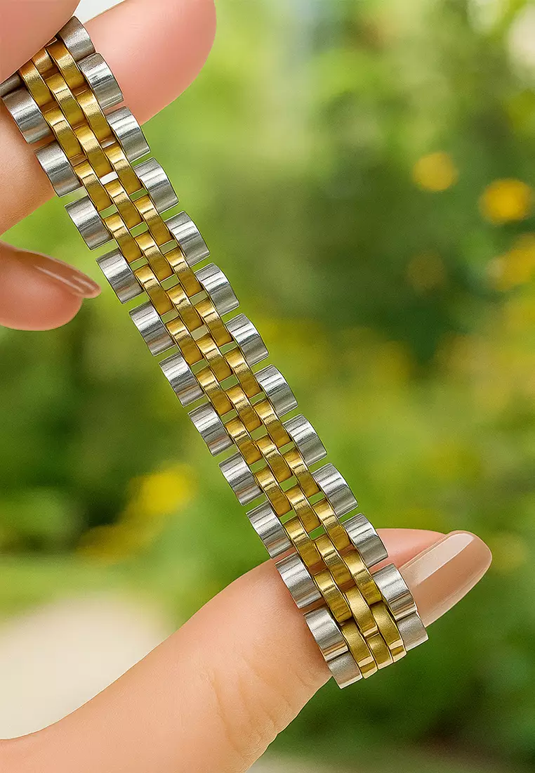 Brick Dual Tone Gold Layered Stainless Steel Bracelet