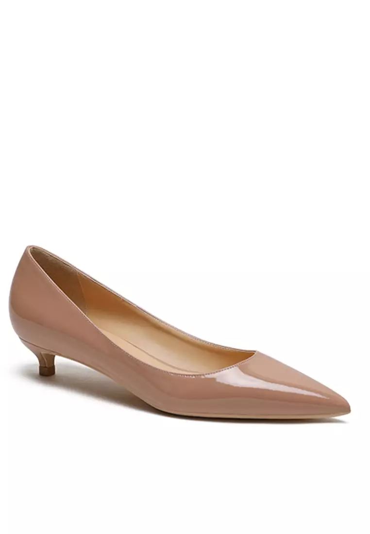 3CM Patent Pointed Kitten Heels Pumps HZL130