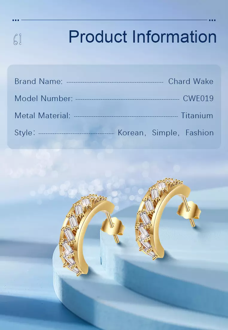 Anting Wanita Titanium Original Korea Fashion Antingan Cewek Anti Pudar Kotak Indah gold color