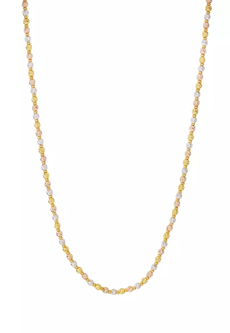 TOMEI Lusso Italia, Tri-Tone Ball Necklace, Yellow Gold 916