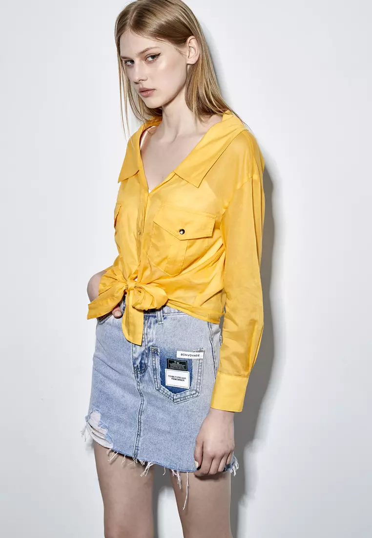 Buy iROO Distress Denim Mini Skirt 2025 Online ZALORA Philippines