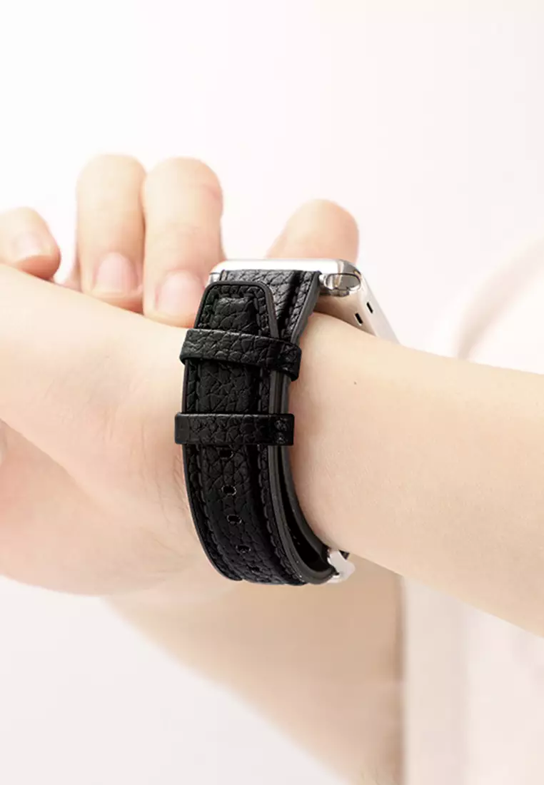 Tali Kulit Pria Leather Strap 22mm Premium Leather Tali Kulit-black 22mm