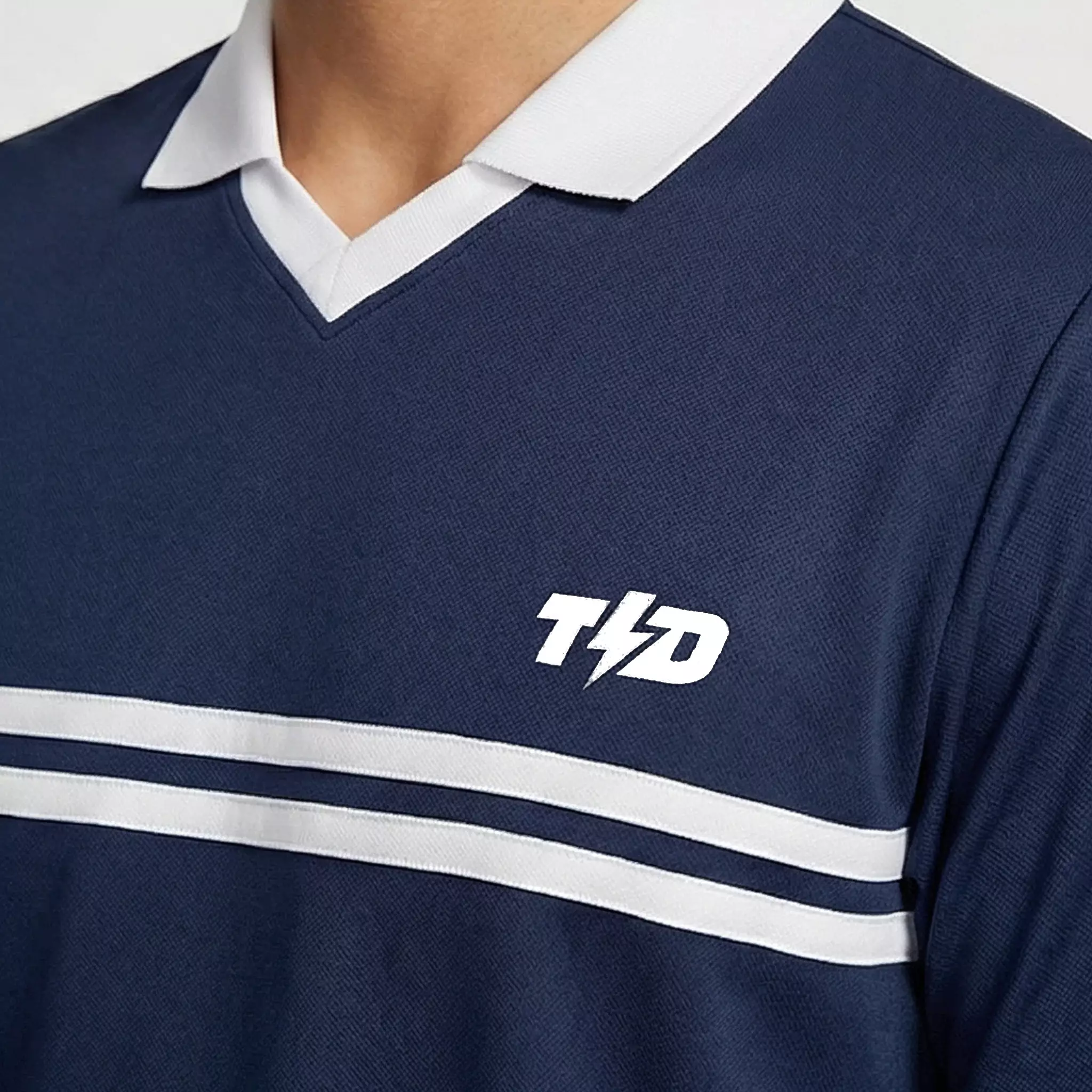 TDACTIVE Jersey Padel Pria Polo Kaos BreatheLite "navy putih" MSB48