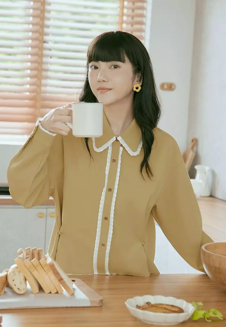 Two-Way Lace Trimmed Blouse [AB19796]