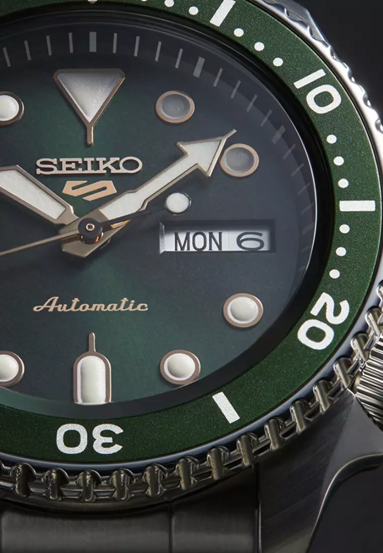 Seiko 5 Sports SKX Series Green Dial With Rose Gold Accents Stainless Steel Band Automatic Watch SRPD63K1