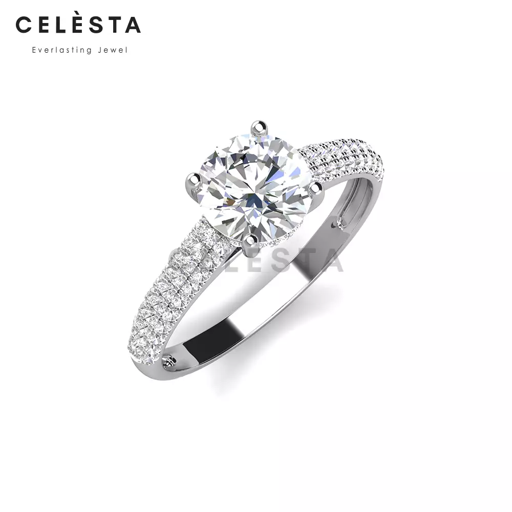 Berlian Moissanite Maxiem Ring [GRA CERTIFICATE MOISSANITE DIAMOND] - Cincin 2CT  Moissanite Diamond 925 Silver Celesta by Her Jewellery