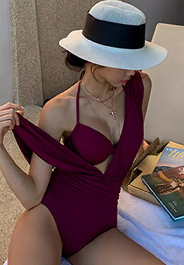 Deep-V Halter One-Piece Bikini Swimsuit A21031801